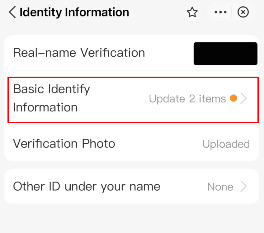 Identity verification in Alipay step 5