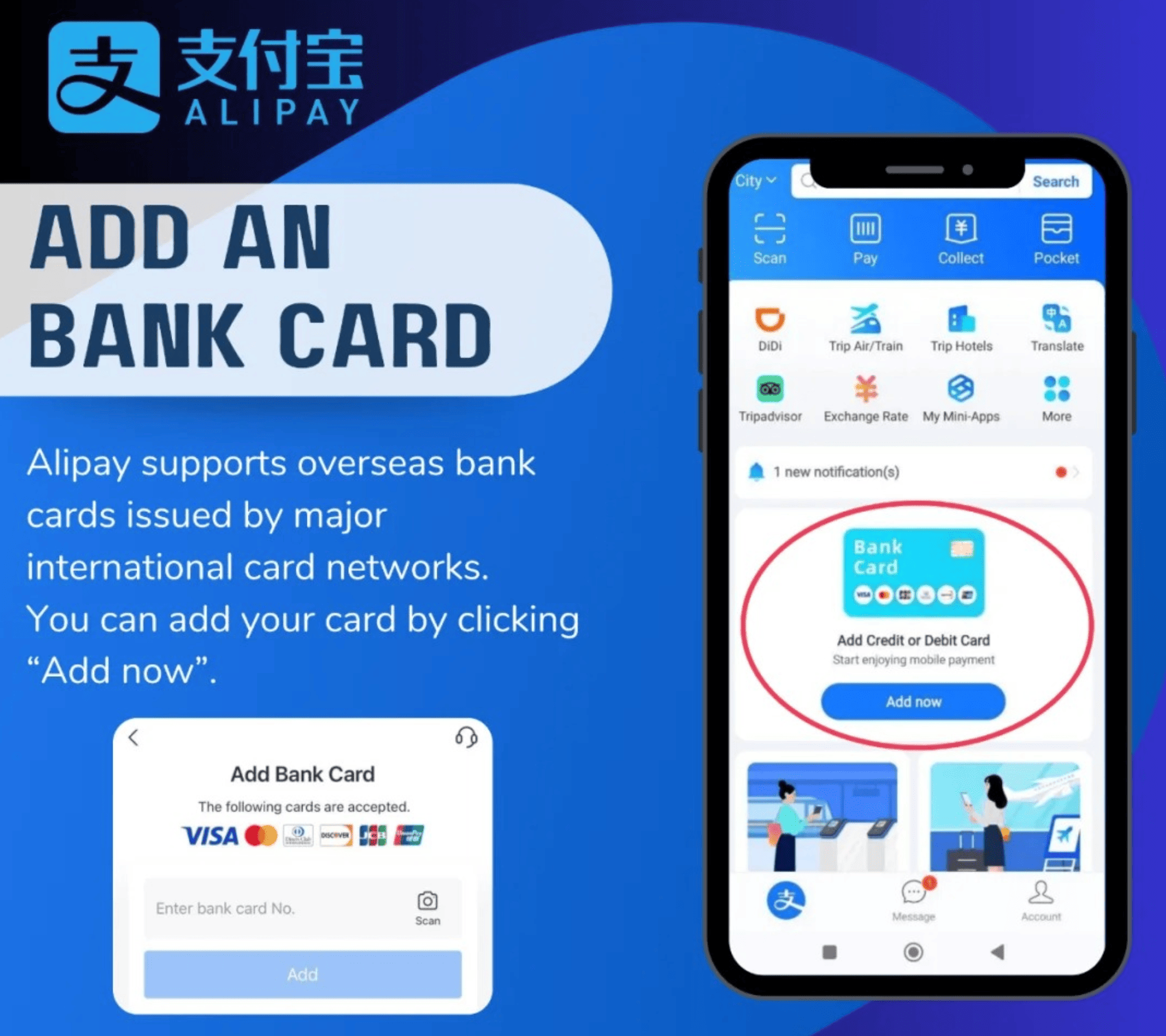 Alipay support bank cards from many countries