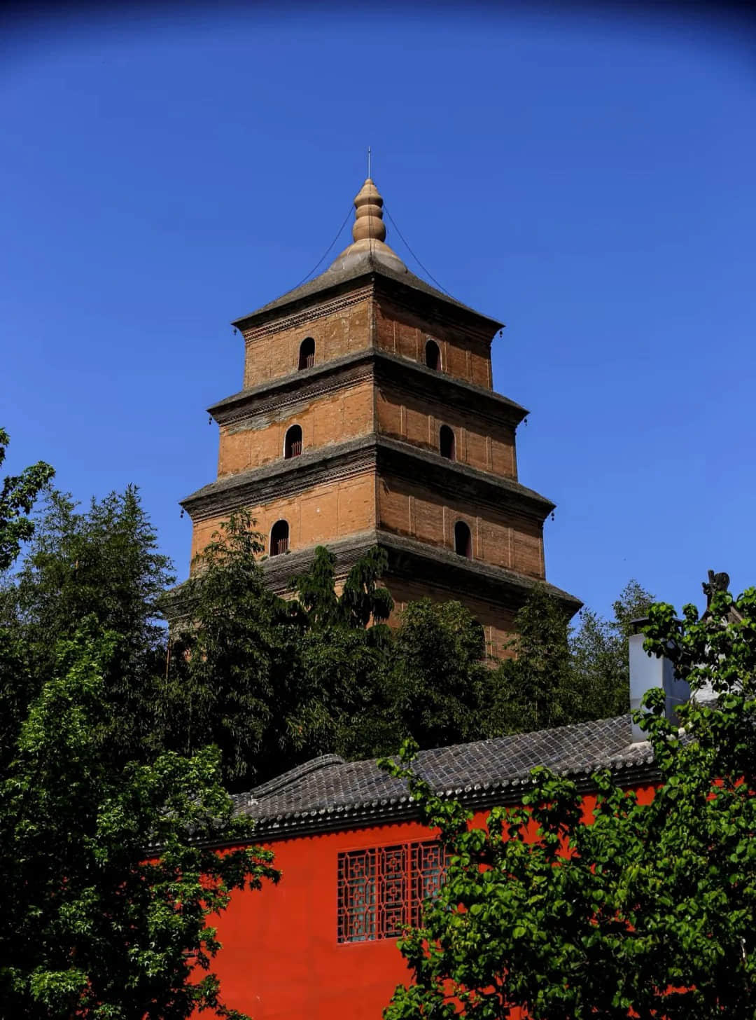 Close-up view of the Big Wild Goose Pagoda