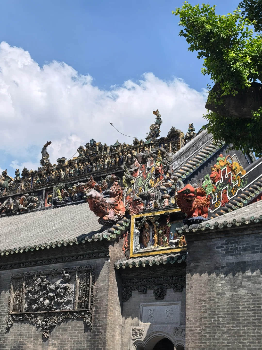 Detailed view of the ornate roof corner