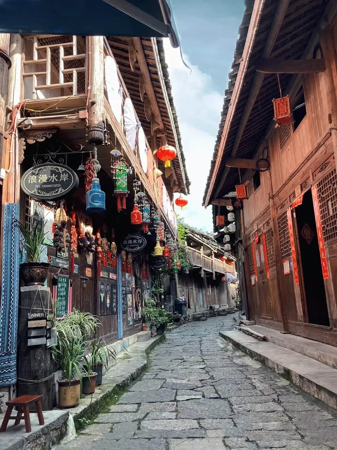 Daytime street view of Ciqikou Ancient Town