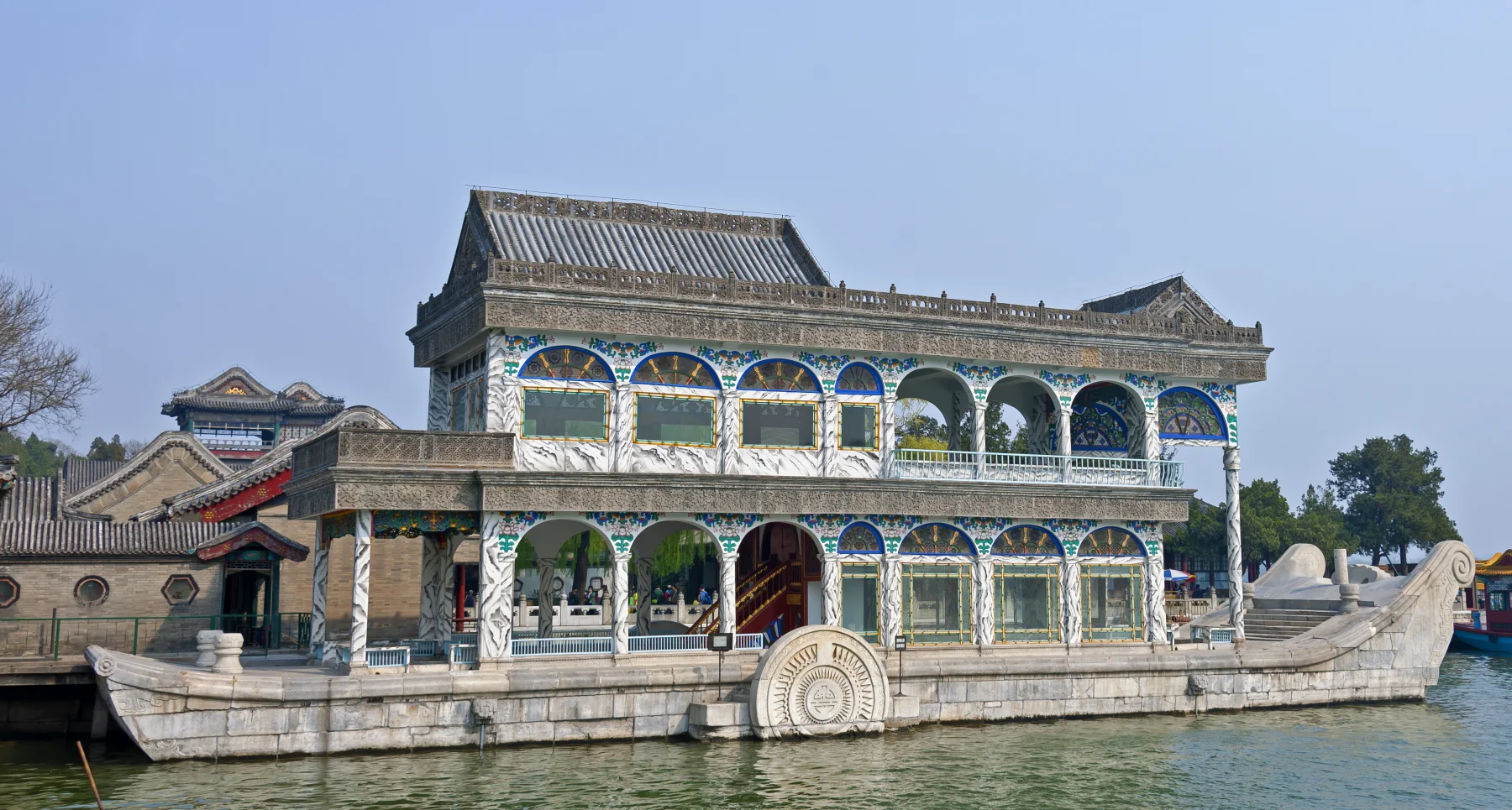 Marble Boat pavilion on the shore of Kunming Lake