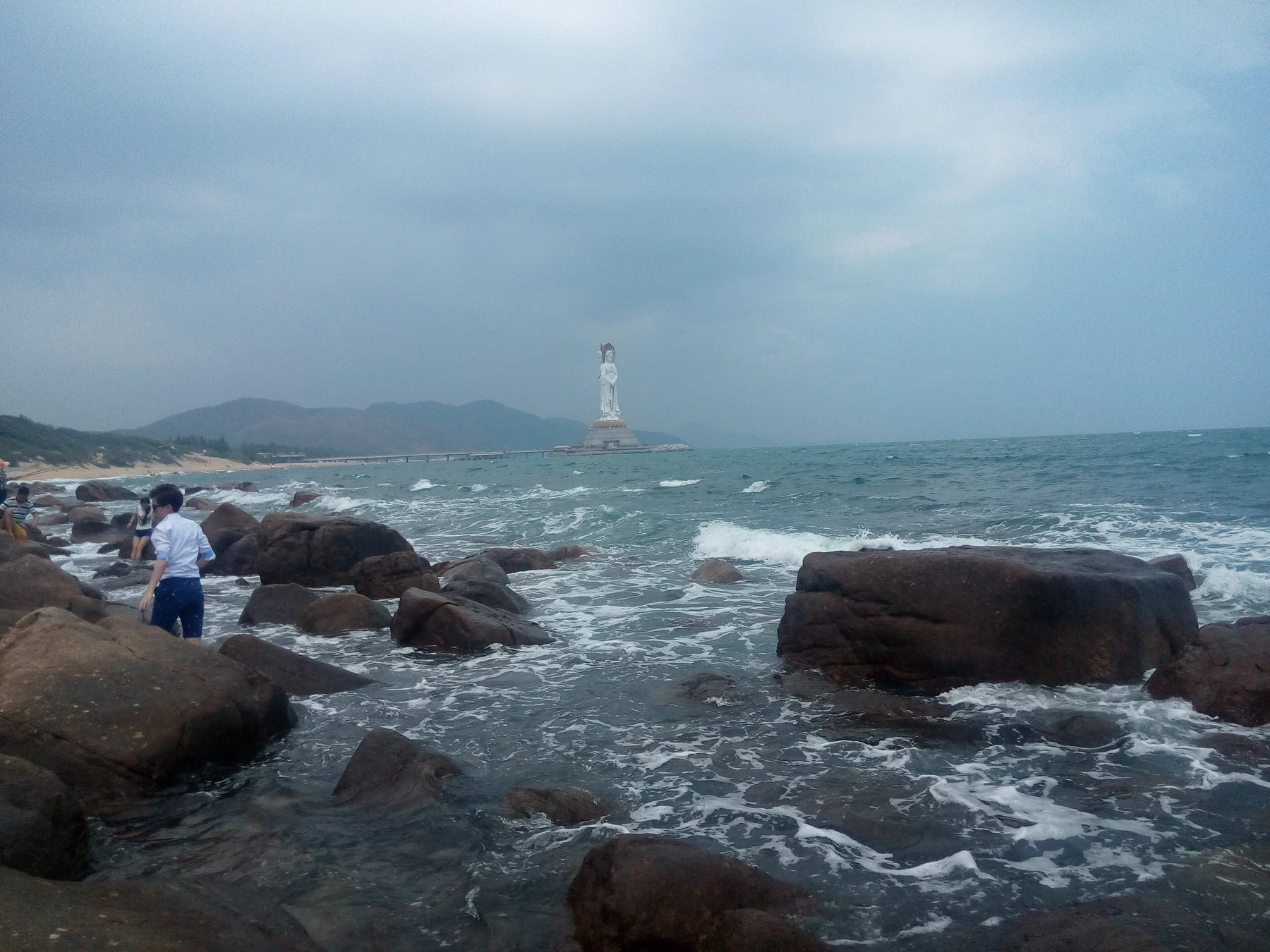 Nanshan coast with the Guanyin statue rising offshore
