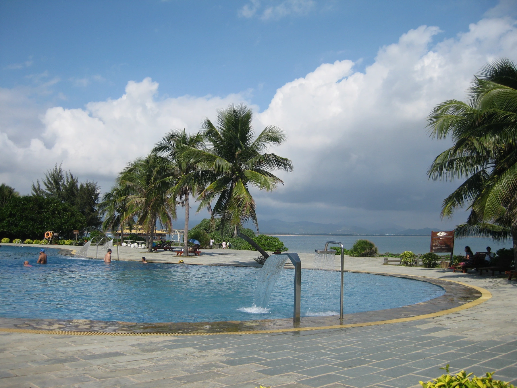 Tropical pool and sea view on Wuzhizhou Island