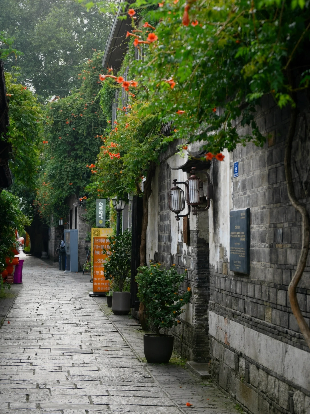 A quiet traditional alley in Laomendong showing authentic architecture