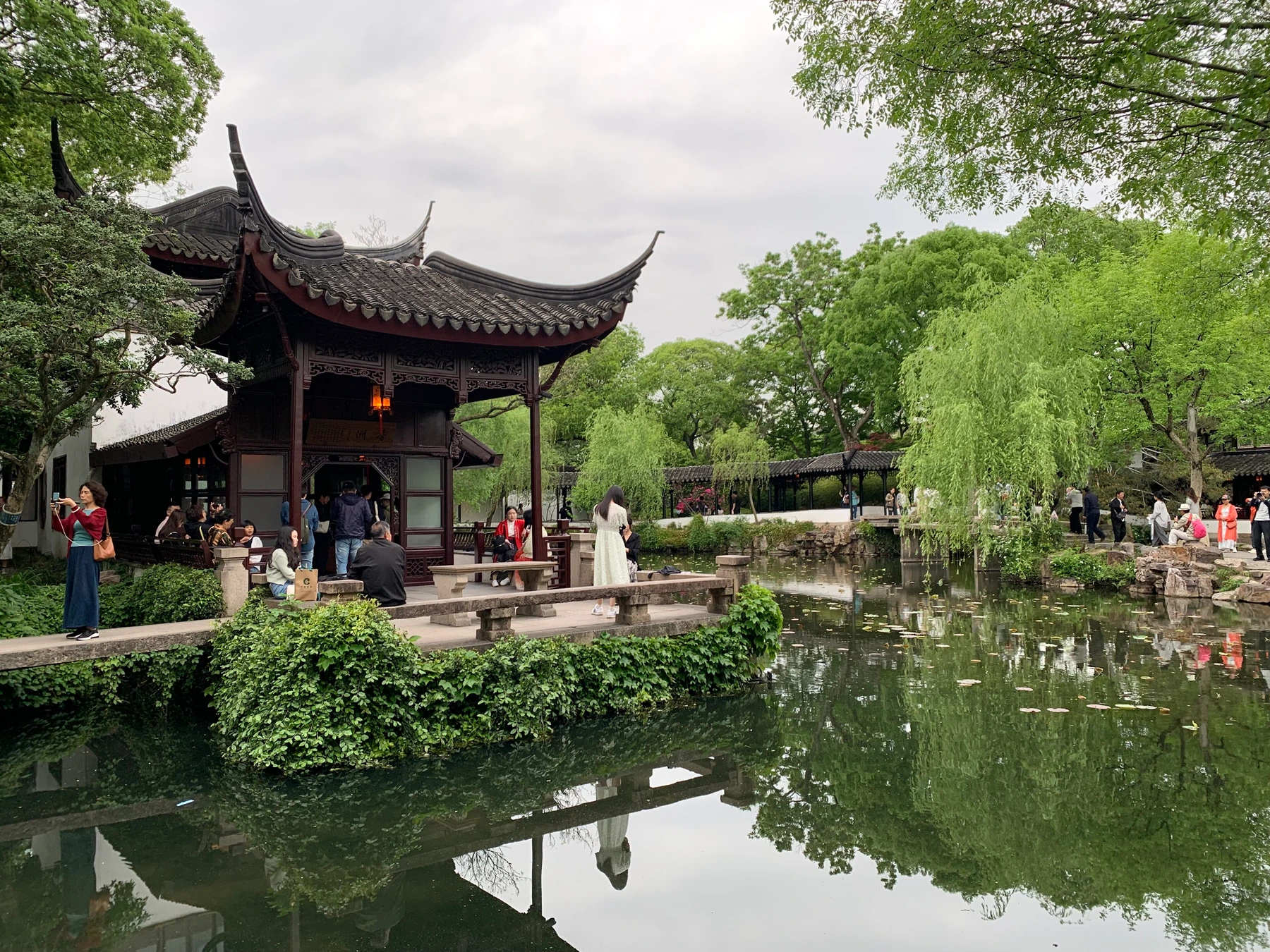 Pond, pavilion and layered planting in the Humble Administrator's Garden in Suzhou