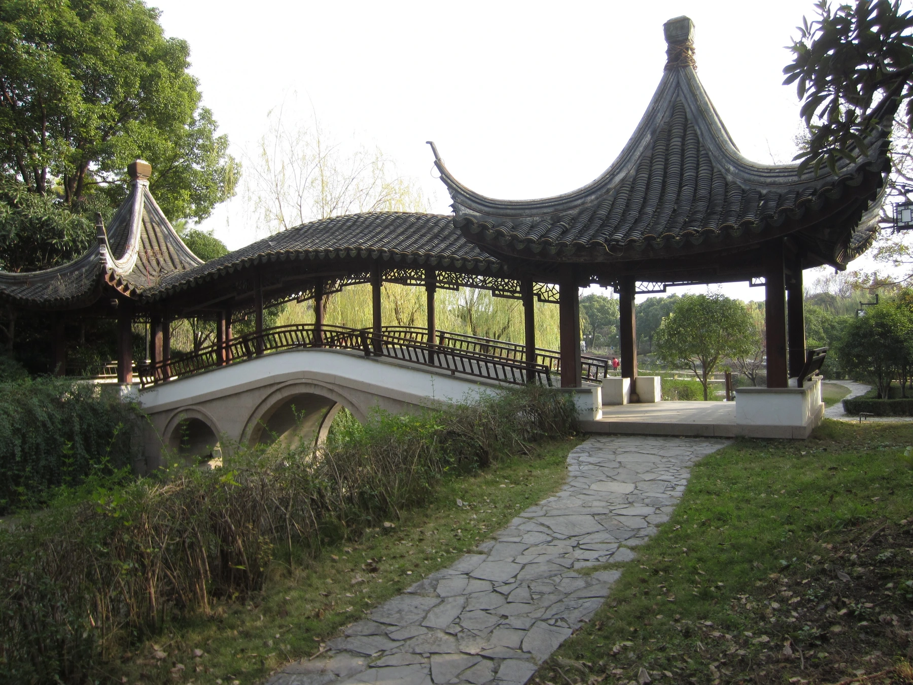 Bridge, water and historic architecture in the Panmen scenic area
