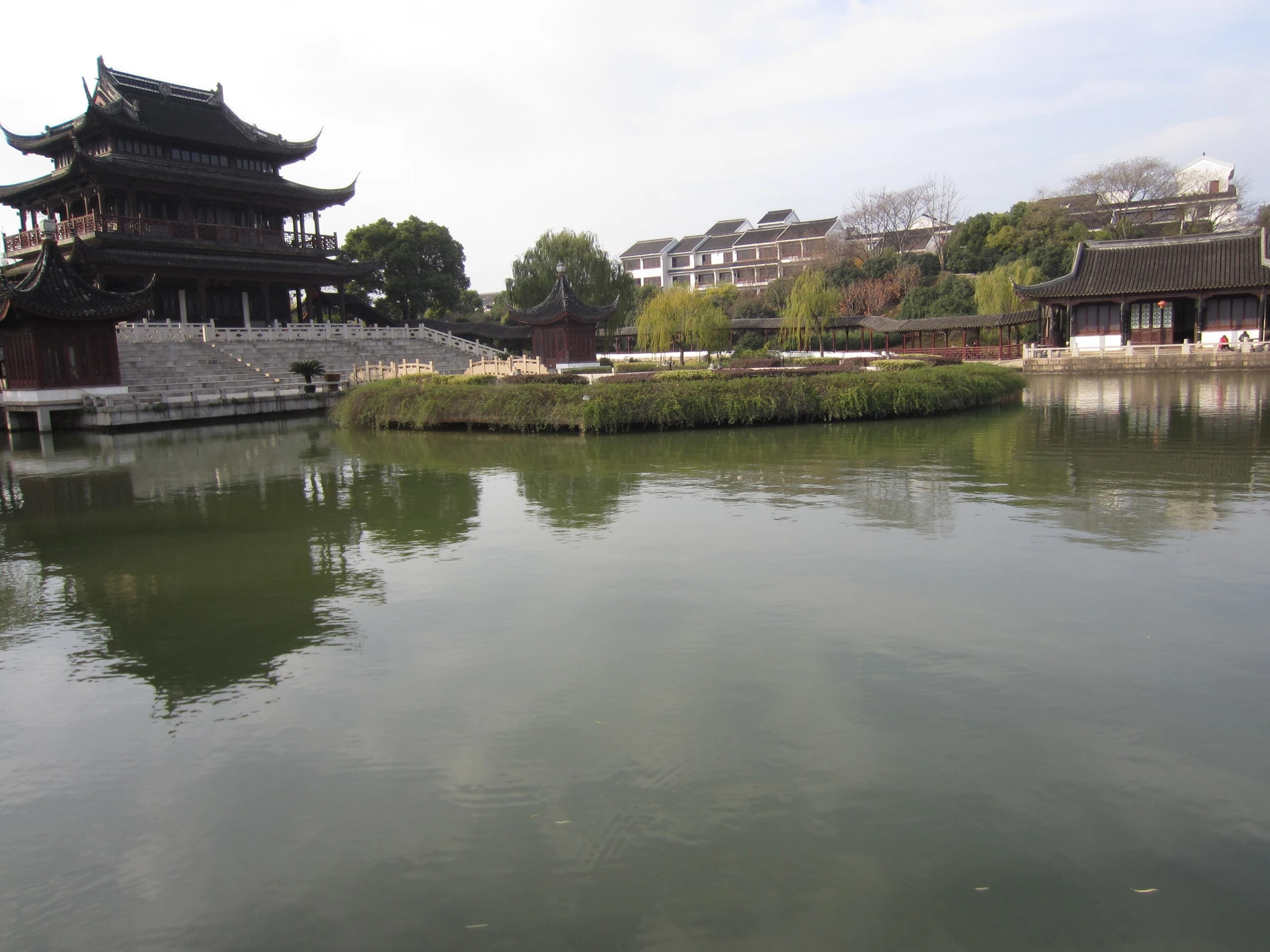 Ruiguang Pagoda and landscaped water inside the Panmen area