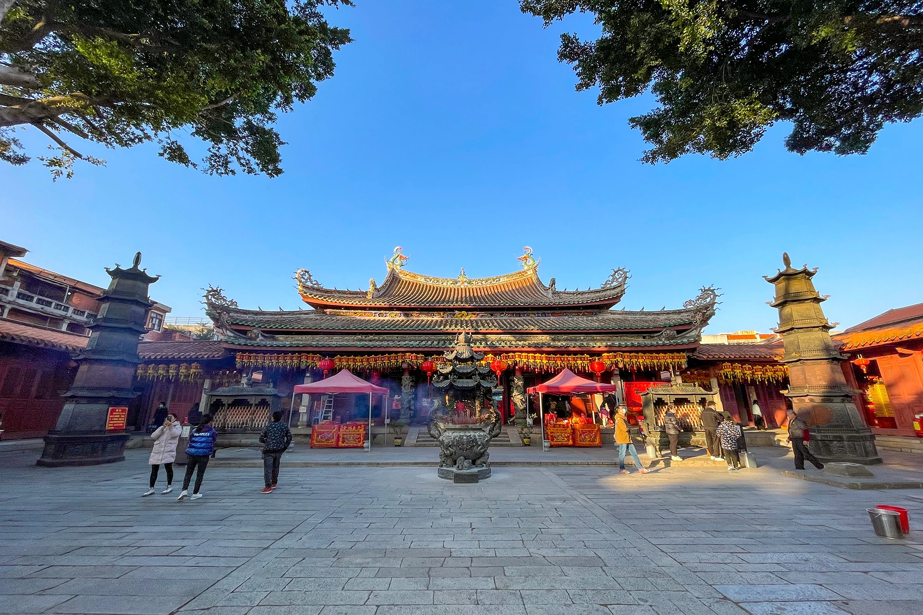 Courtyard view through the active Tianhou Temple complex