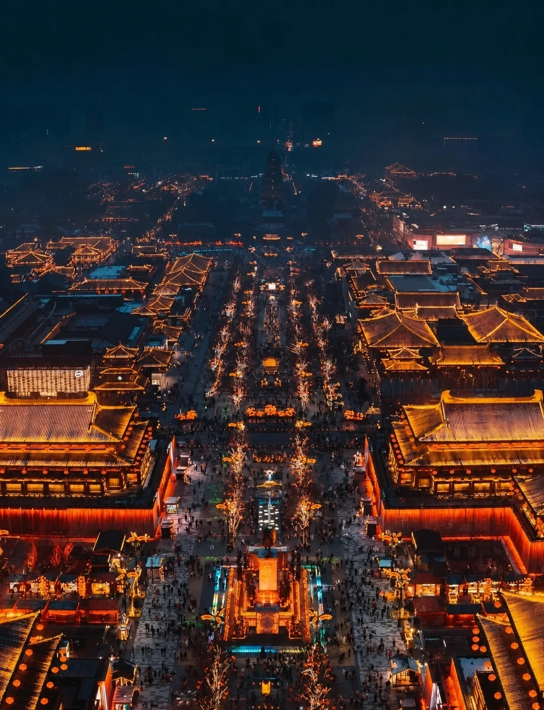 Aerial view of Tang Paradise Night City at night