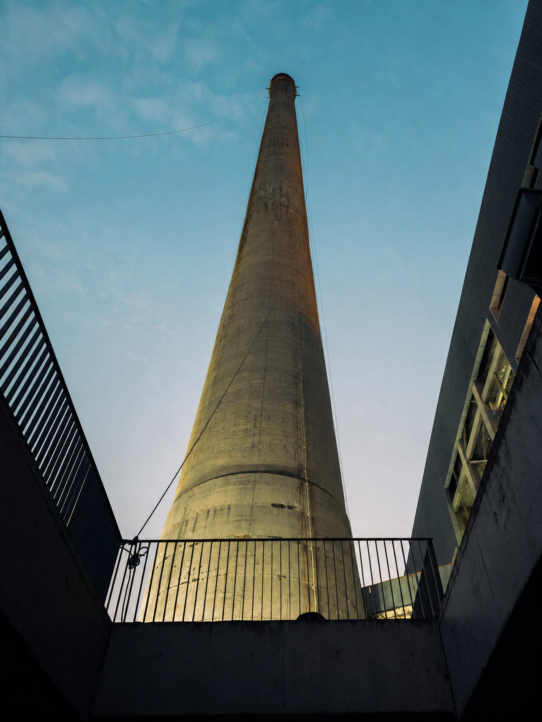 The tall industrial chimney at Shanghai's Power Station of Art