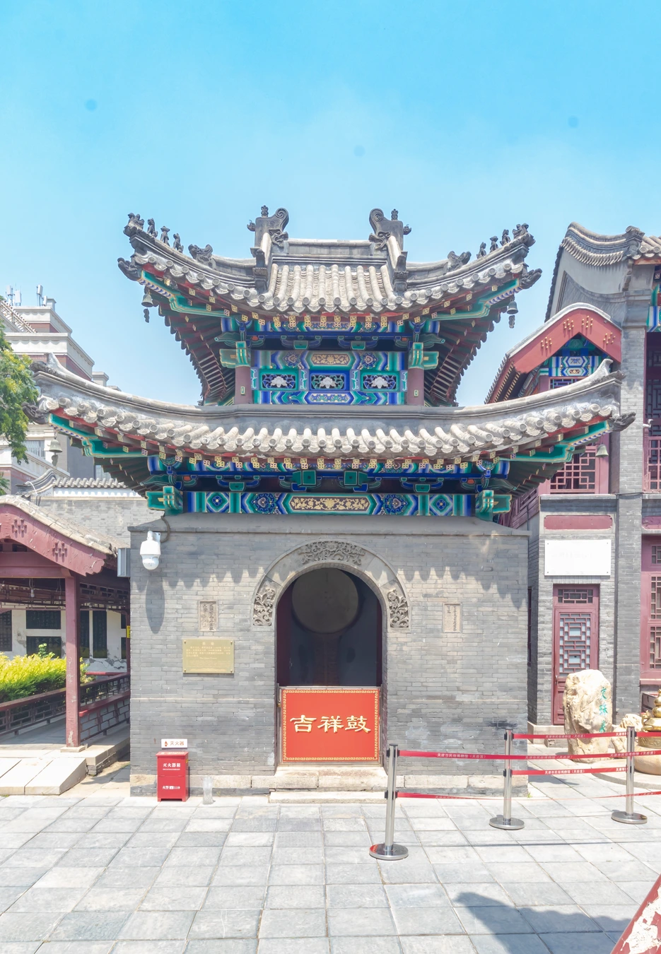 Historic drum tower structure at Tianhou Palace in Tianjin