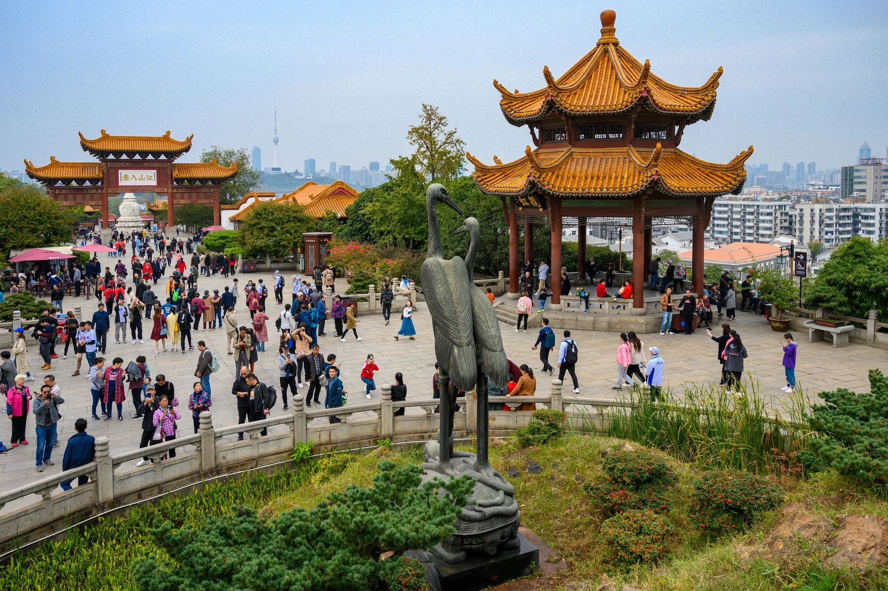 Yellow Crane Tower rising above its landscaped park in Wuchang