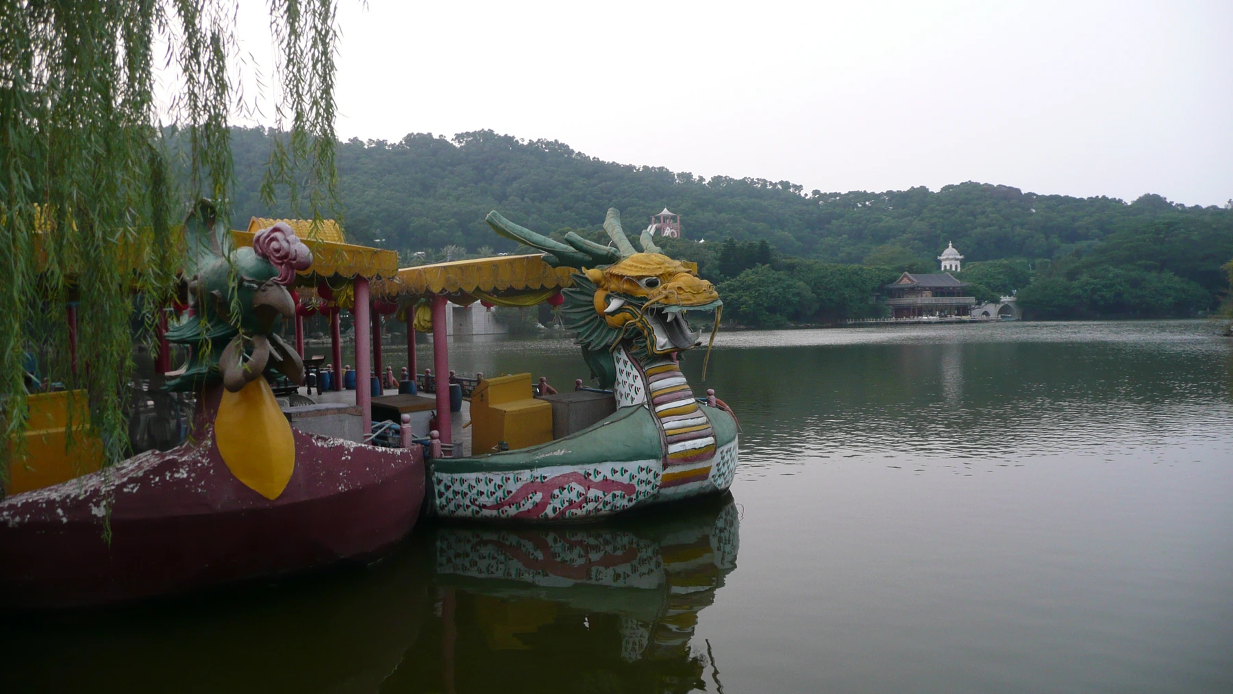 Colorful pavilion and covered walkway at New Yuanming Palace