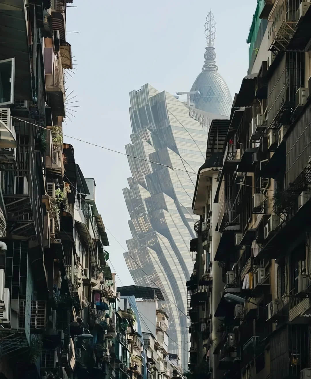 Grand Lisboa Hotel viewed from a small street