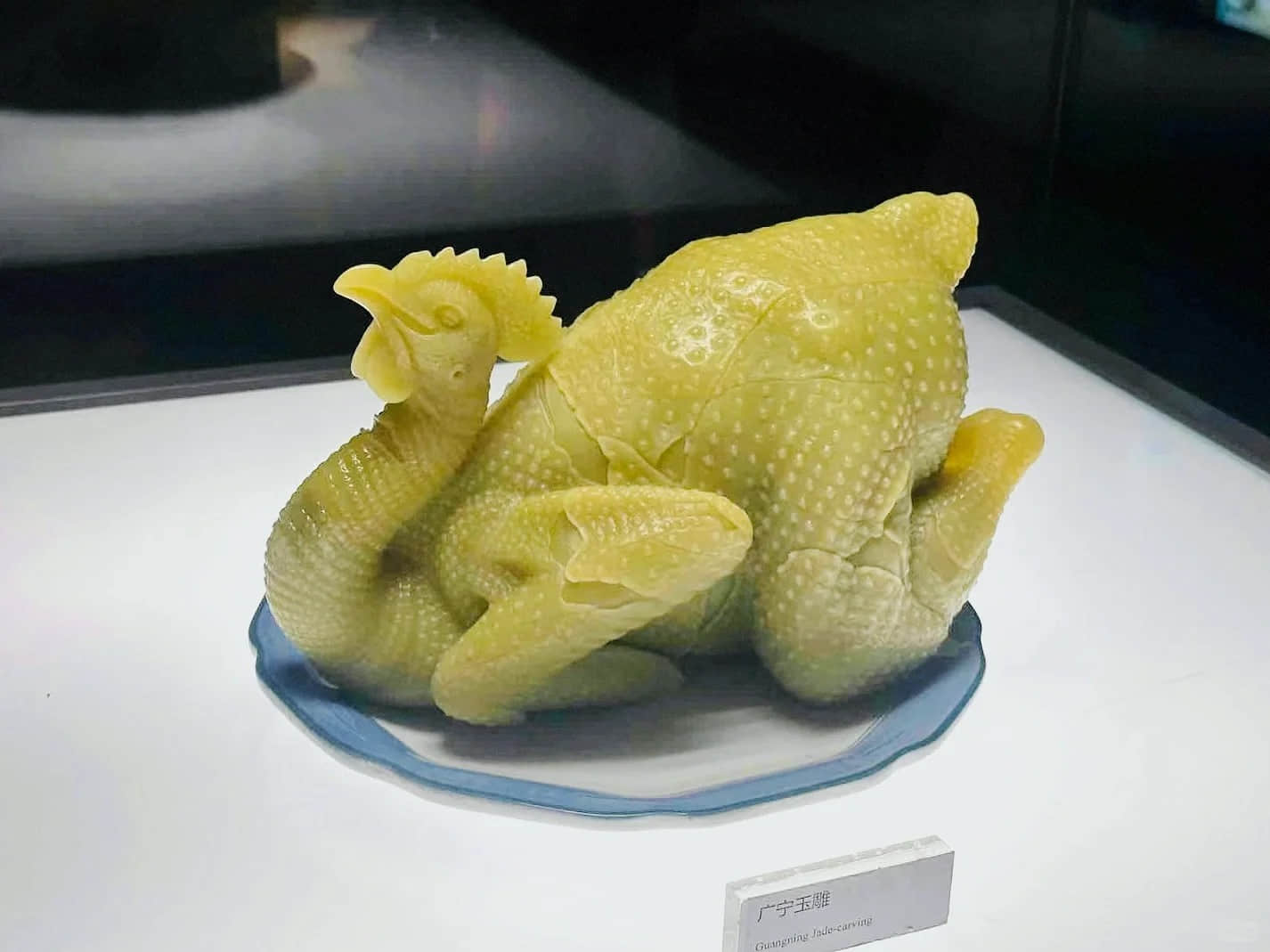 The famous white-cut chicken jade carving