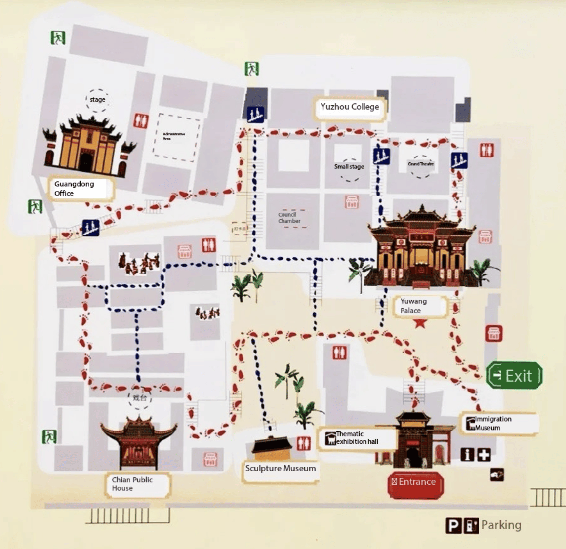 Huguang Guild Hall visiting route map