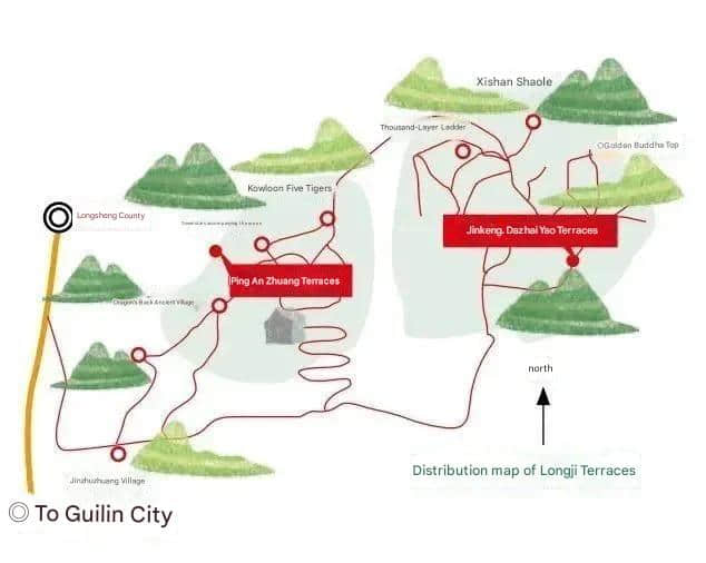 Longji Rice Terraces Sketch Map