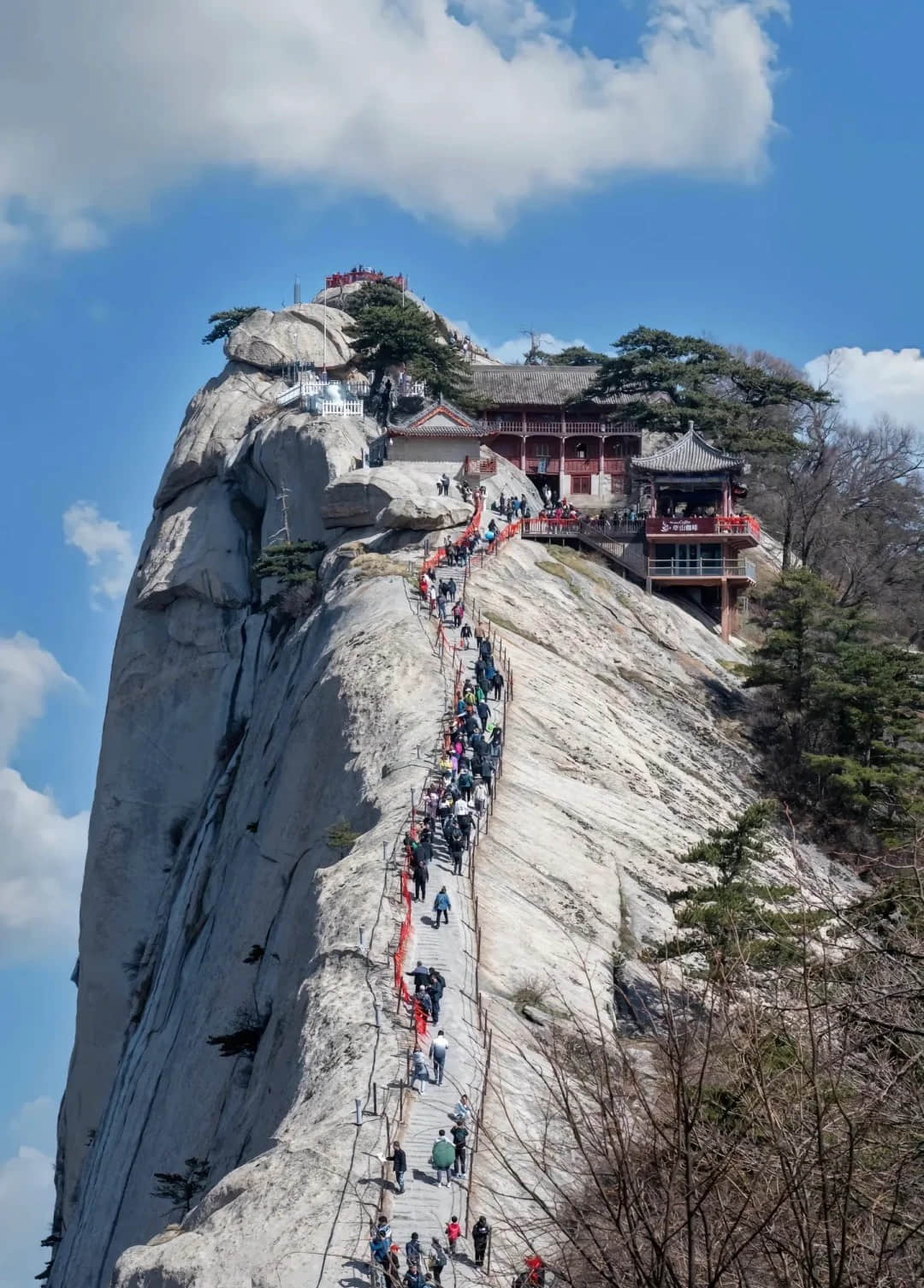 Climbers ascending Mount Hua's peaks