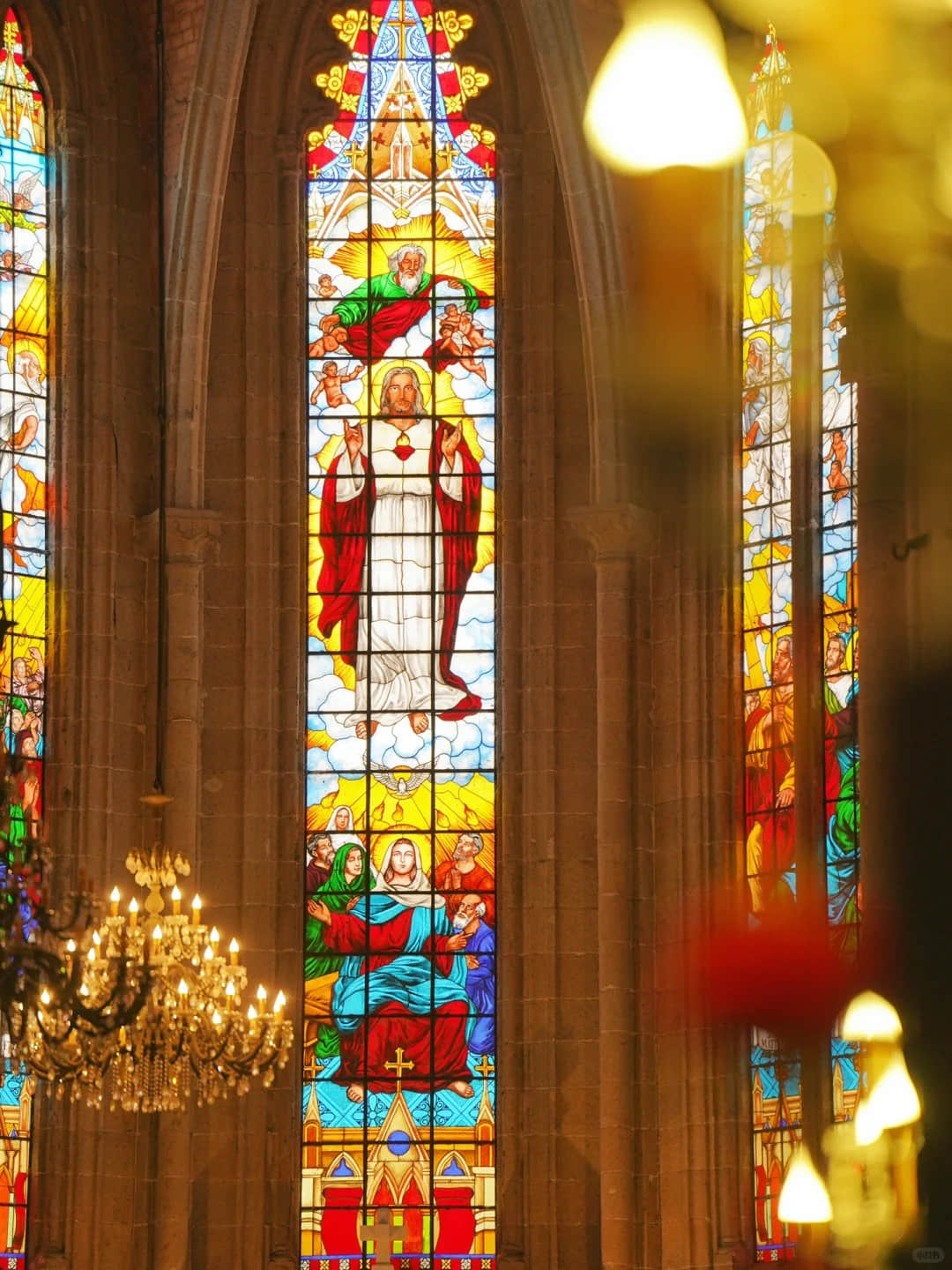 Interior corner view of Sacred Heart Cathedral