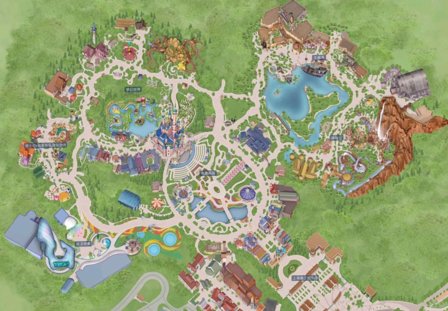 Shanghai Disneyland map overview detail