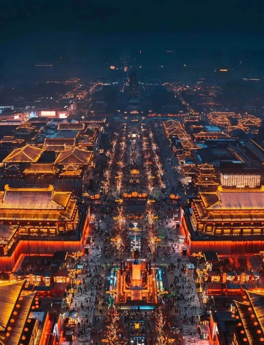 Aerial view of Tang Paradise Night City at night