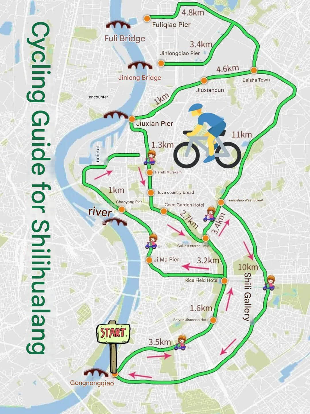 Ten-Mile Gallery cycling route map