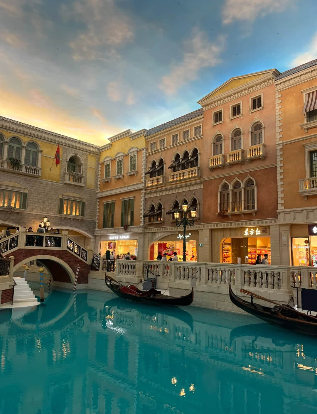 Gondola rides along the indoor canals at The Venetian Macao