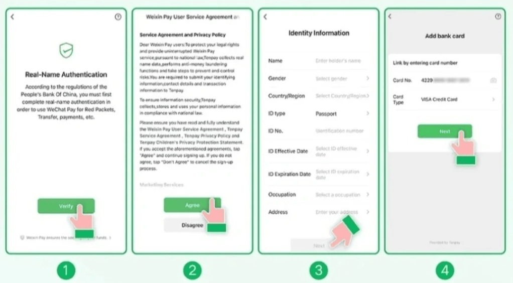 Identity verification in WeChat Pay step 1